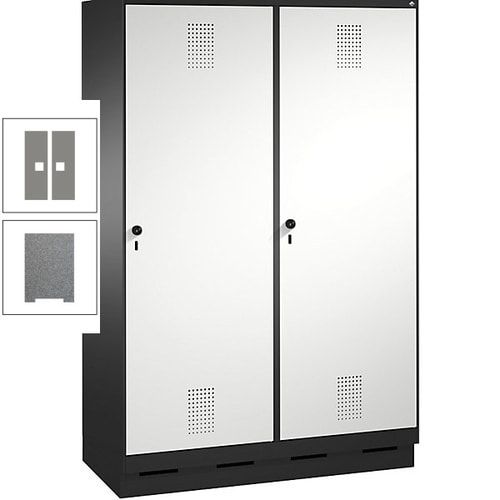 Doppel-Spind, Garderobenschrank, 2 Türen für 4 Abteile a 300 mm, Korpus anthrazitgrau, Türen anthrazitgrau, 1.800 x 1.200 x 500 mm (HxBxT)
