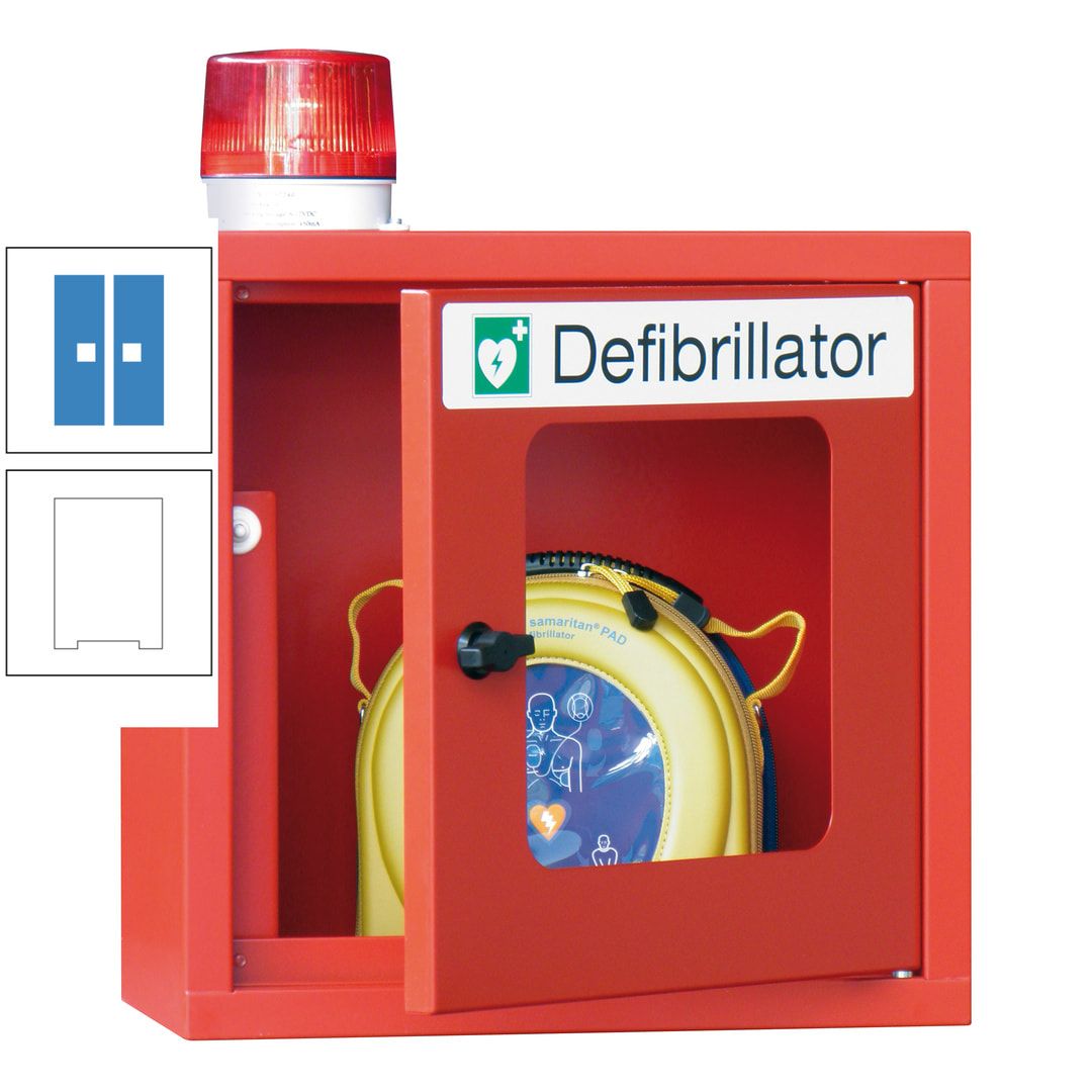 Defibrillatorenschrank mit akustischem und optischem Alarm - 490 x 400 x 200 mm (HxBxT) - Sichtfenster - anthrazitgrau