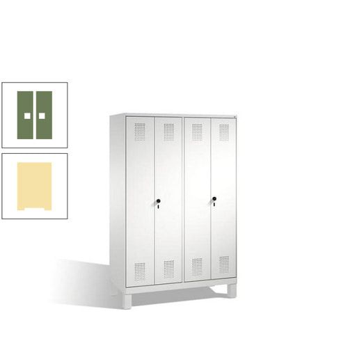 Doppel-Spind, Doppeltüren, Garderobenschrank mit Füßen, 4 Abteile a 300 mm, Korpus anthrazitgrau, Tür anthrazitgrau, 1.850 x 1.200 x 500 mm (HxBxT)