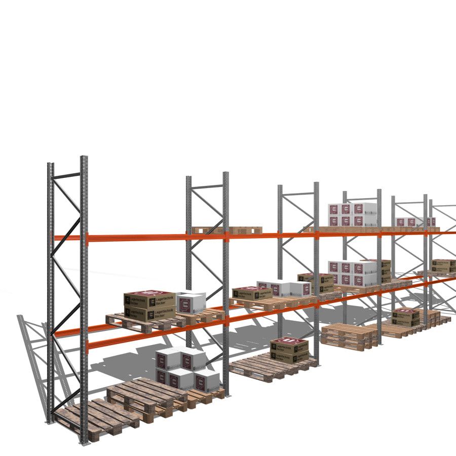 Palettenregal - 1,5 t - 4,0 x 14,1 x 1,1 m - 5 Felder - Schwerlastregal