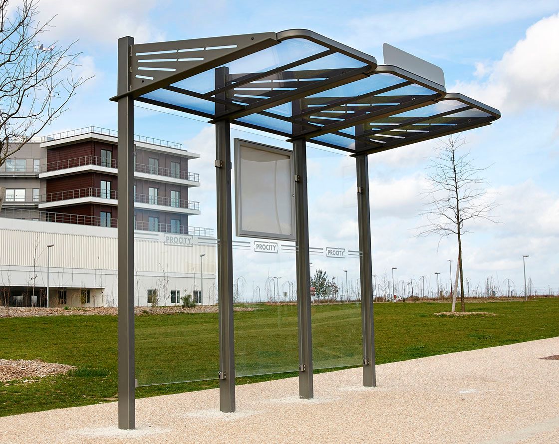 Buswartehalle - Unterstand - modular - Fahrplankasten - Haltestellenschild - 2.200 x 3.000 x 1.500 mm (HxBxT) - enzianblau