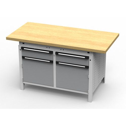 OTTOKIND Werkbank - bündige Arbeitsplatte - 850 x 1.150 x 750 mm (HxBxT) - 2 Schubladen - 2 Schränke - lichtgrau