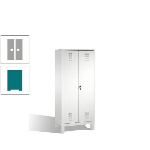 Doppel-Spind, Doppeltüren, Garderobenschrank mit Füßen, 2 Abteile a 400 mm, Korpus anthrazitgrau, Tür anthrazitgrau, 1.850 x 800 x 500 mm (HxBxT)