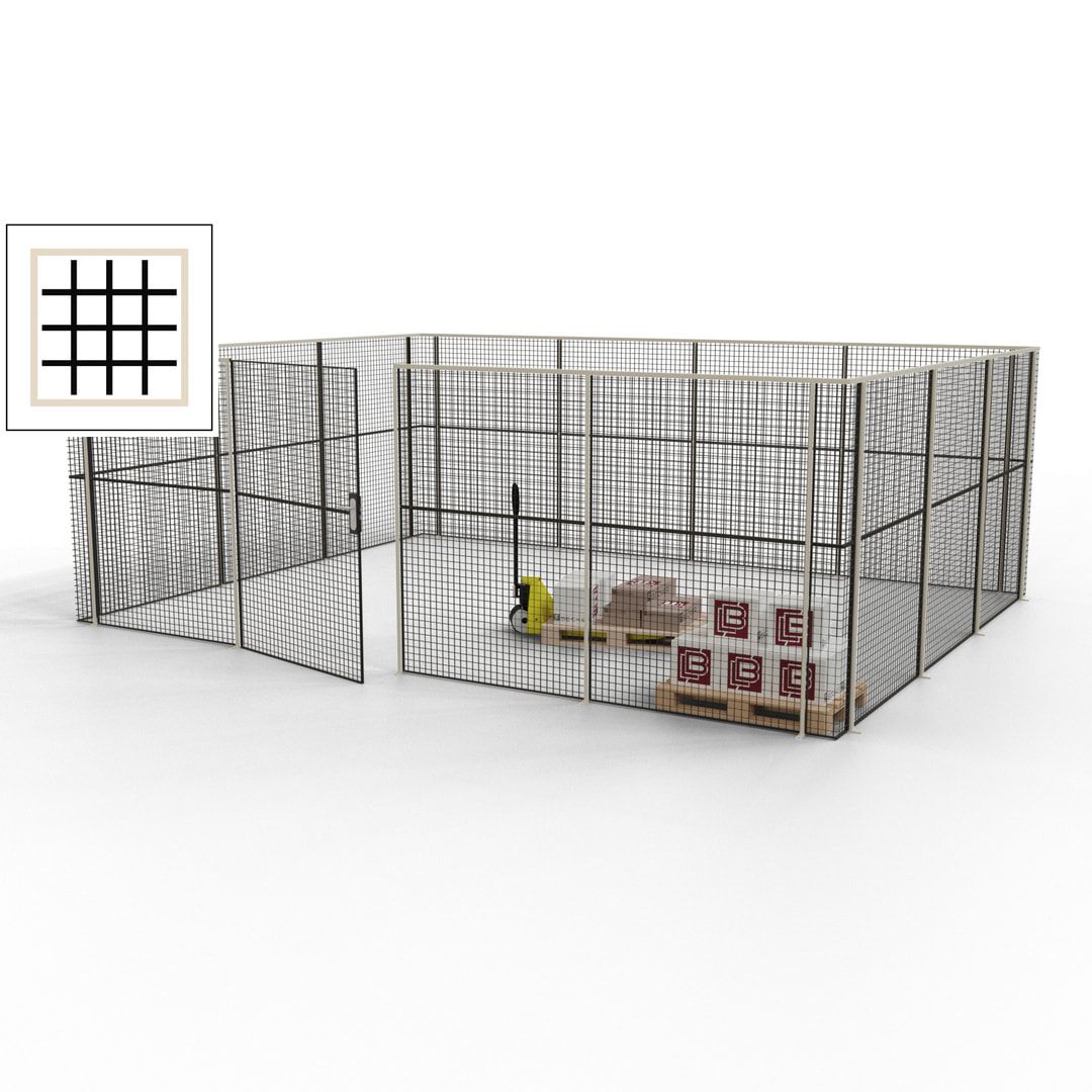 Maschinen Schutzgitter - Hallentrennwand - Sicherheitszaun - Tür - 21 m - 2.200 x 6.400 x 4.900 mm (HxBxT) - enzianblau