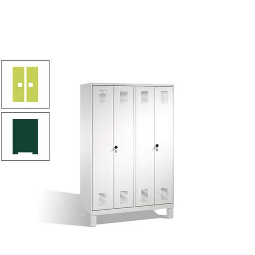 Doppel-Spind, Doppeltüren, Garderobenschrank mit Füßen, 4 Abteile a 300 mm, Korpus anthrazitgrau, Tür anthrazitgrau, 1.850 x 1.200 x 500 mm (HxBxT)