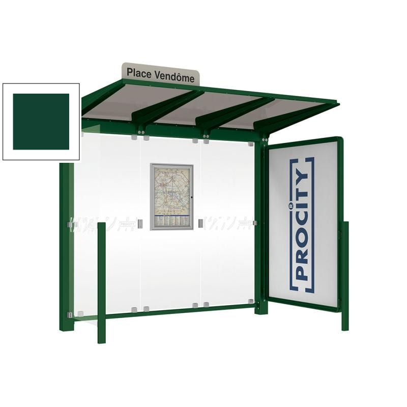 Buswartehalle - Unterstand - Fahrplankasten - Haltestellenschild - Seitenwand - Schaukasten- 2.390 x 2.500 x 1.500 mm (HxBxT) - enzianblau