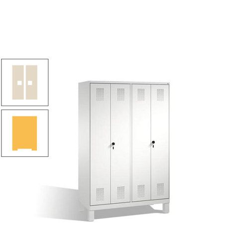 Doppel-Spind, Doppeltüren, Garderobenschrank mit Füßen, 4 Abteile a 300 mm, Korpus anthrazitgrau, Tür anthrazitgrau, 1.850 x 1.200 x 500 mm (HxBxT)