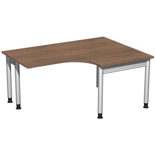 Eckschreibtisch, Eckteil 800 mm, rechts, Füße einseitig verkürzt, 4-Fuß Pro, höhenverstellbar, 680-800 x 1.600 x 1.200 mm (HxBxT), Dekor Ahorn