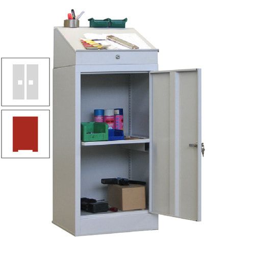 Stehpult mit Schrank - Vollblechtür - Zylinderschloss - 1 Ausziehboden - 1.270x500x500 mm (HxBxT) - anthrazitgrau