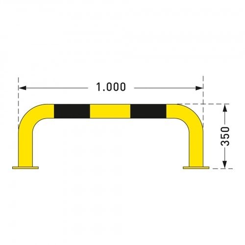 Rammschutz-Bügel Indoor, Anfahrschutz aus Gütestahl, hochbelastbar, 350 mm Höhe, 1.000 mm Breite, gelb kunststoffbeschichtet