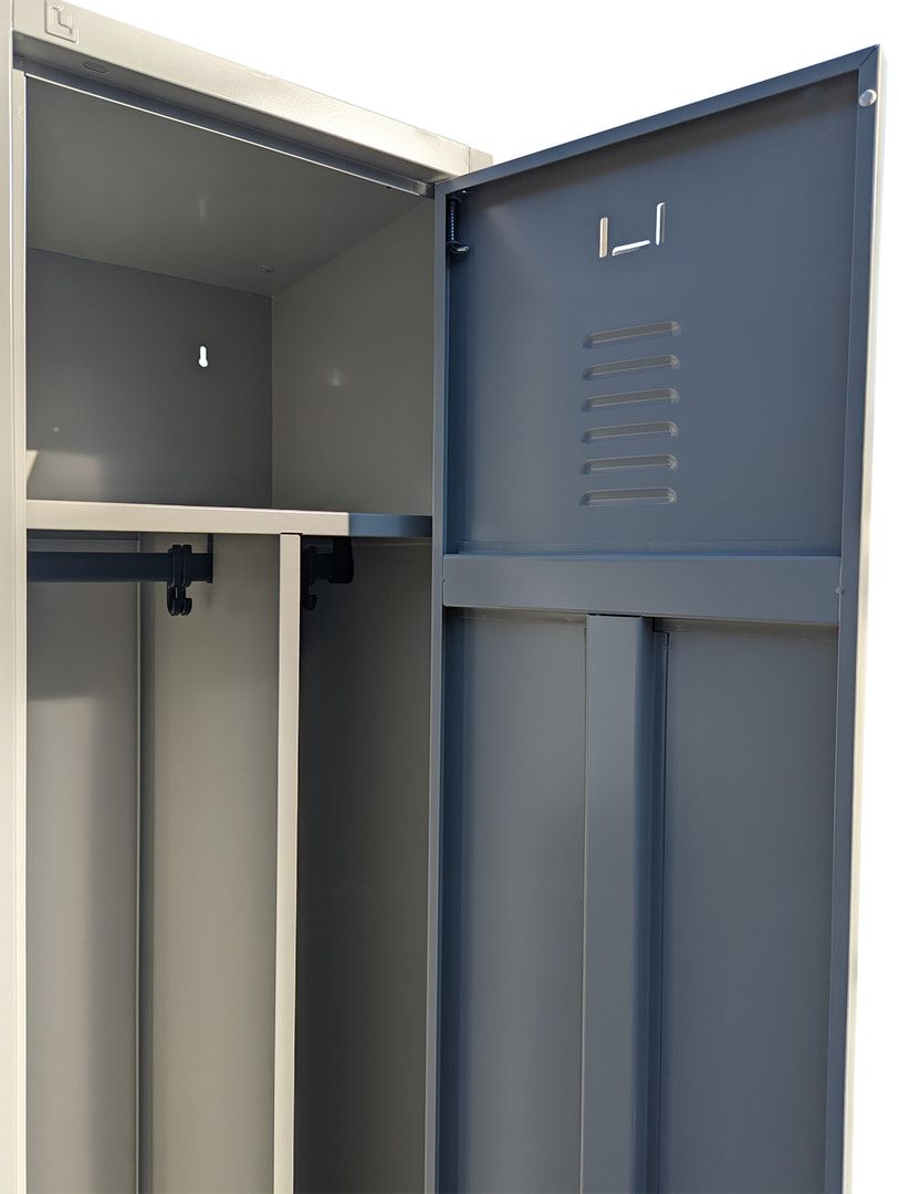 Garderobenschrank, Garderobenspind, 1 Abteil, 1.800 x 415 x 500 mm (HxBxT), Stahl, Korpusfarbe: lichtgrau, Frontfarbe: anthrazitgrau