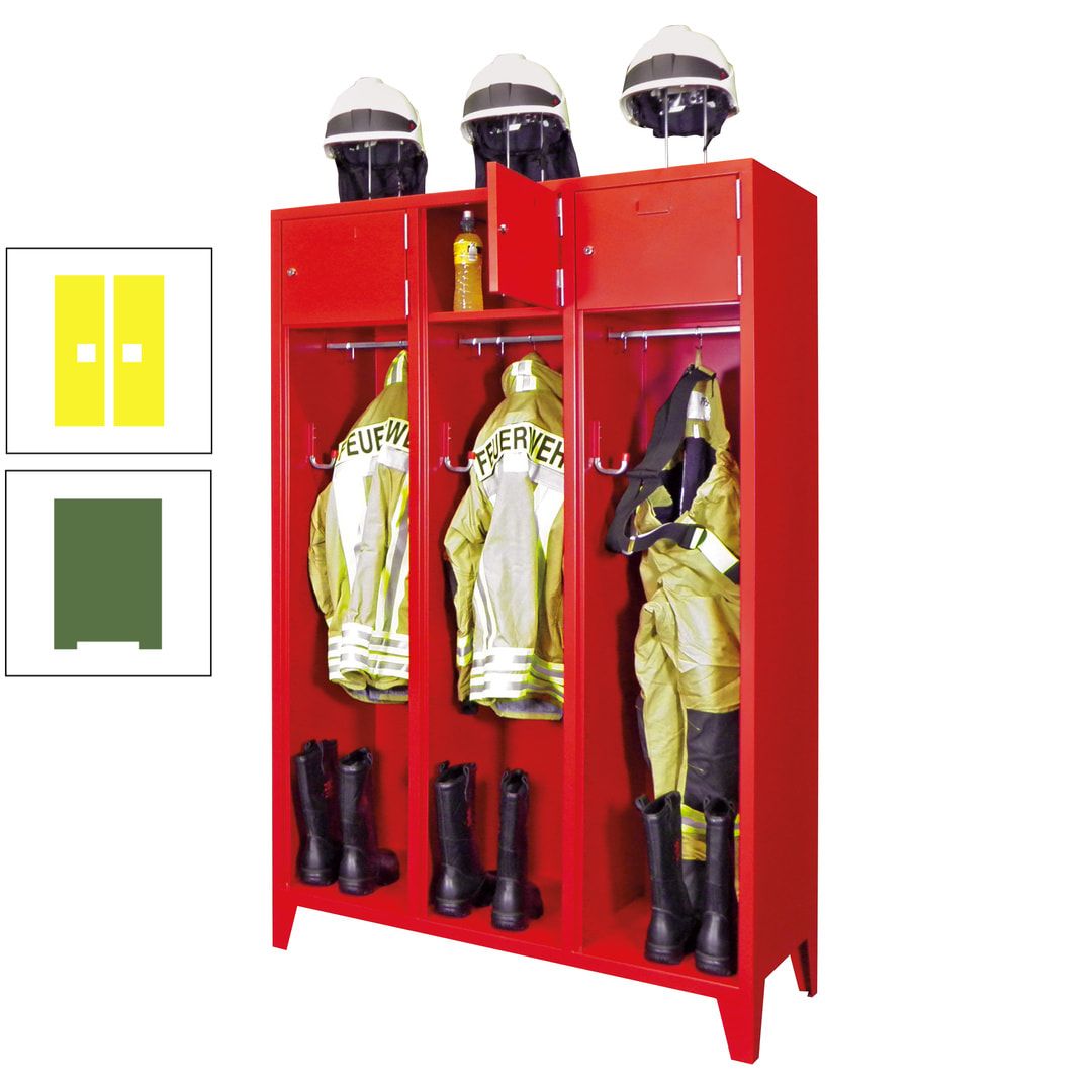 Feuerwehrschrank - 2 Abteile - Ablagefach mit Tür, Etikettenrahmen - 2.100 x 830 x 500 mm (HxBxT) - anthrazitgrau