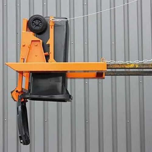Eichinger Mülltonnen-Entleerer, Stahl, 2 Fixierhaken, Traglast 600 kg, 80 - 240 Liter, Sicherungskette, Farbe anthrazitgrau