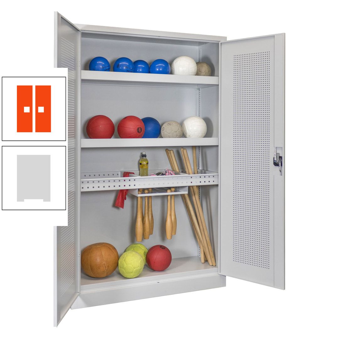 Sportschrank - Lochfeldtüren - Variante 2 - 1.950x1.200x500 mm (HxBxT) - anthrazitgrau