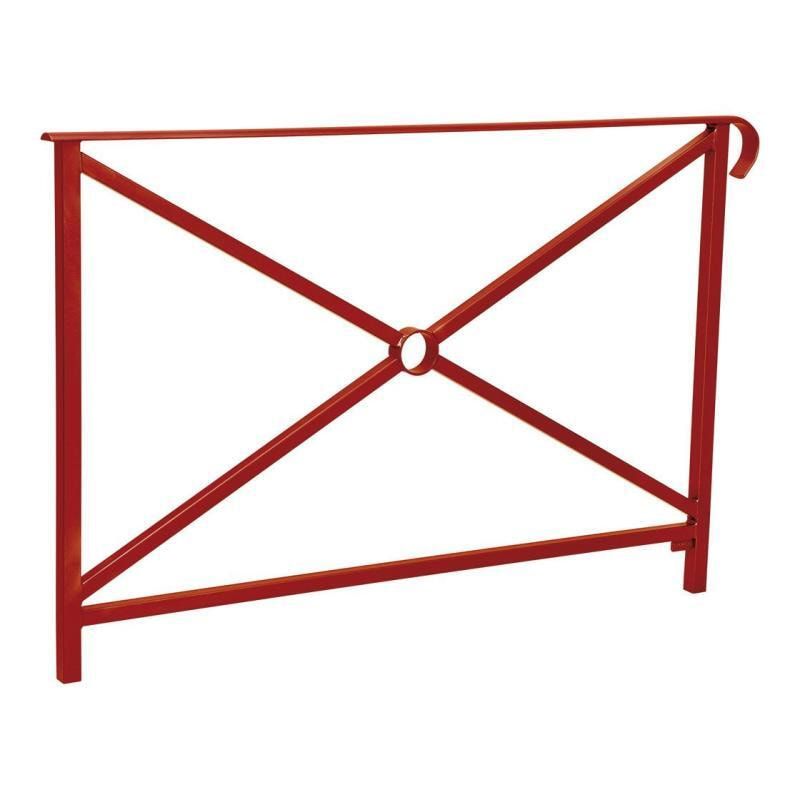 Geländer Kreuz und Kreis - 1.000 x 1.500 mm - flacher Handlauf - Farbe enzianblau - Außengeländer Systemgeländer