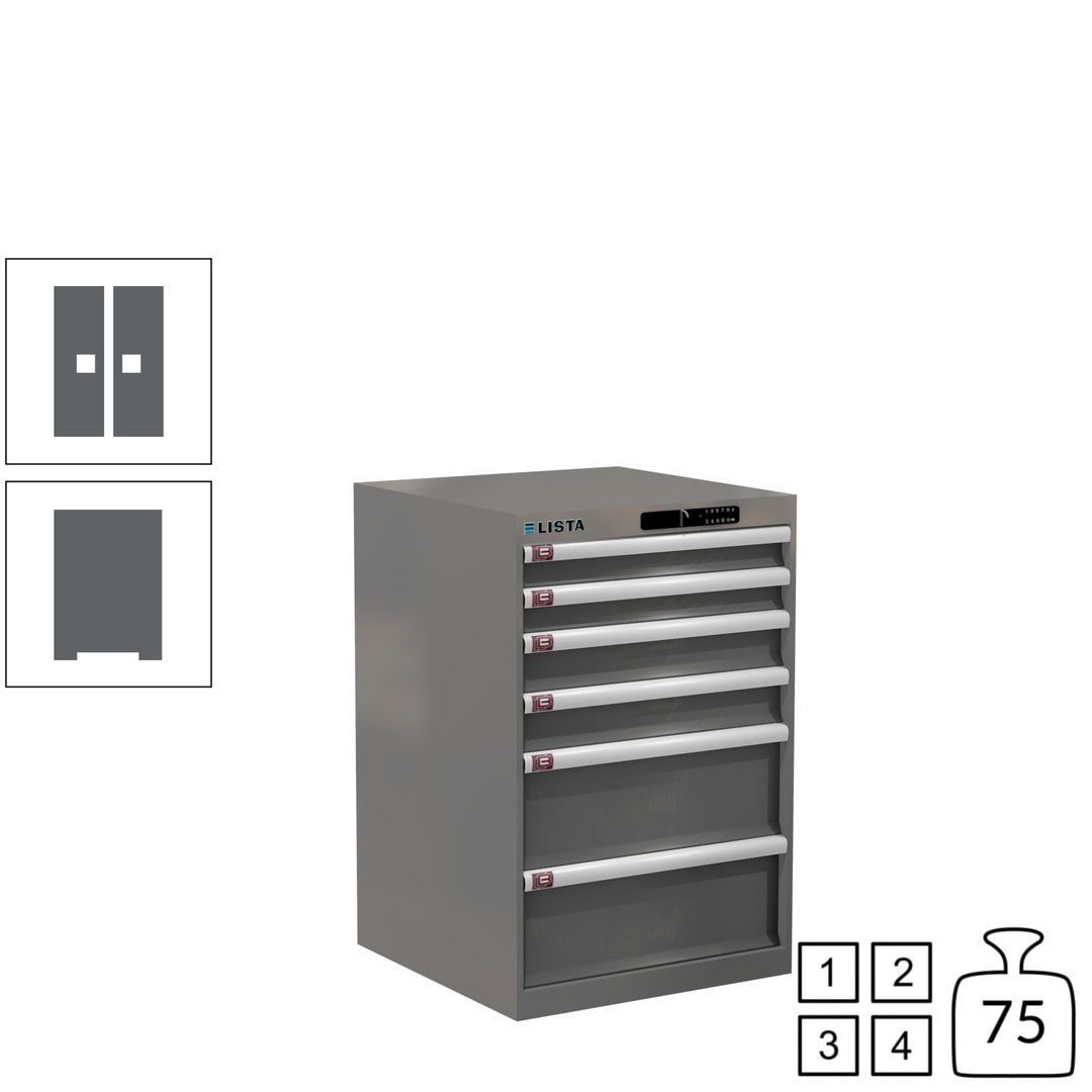 Lista Schubladenschrank - 14.258.010 - 850x564x572 mm (HxBxT) - 6 Schubladen - 75 kg - Key Lock - lichtblau (RAL 5012)