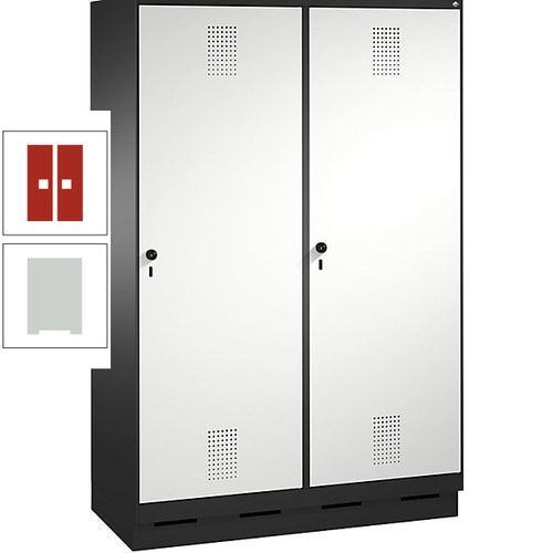 Doppel-Spind, Garderobenschrank, 2 Türen für 4 Abteile a 300 mm, Korpus anthrazitgrau, Türen anthrazitgrau, 1.800 x 1.200 x 500 mm (HxBxT)