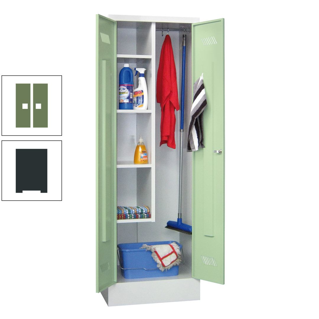 Putzschrank mit Sockel - 1 Abteil mit Trennwand - 1.850x600x500 mm (HxBxT) - Drehriegel - anthrazitgrau