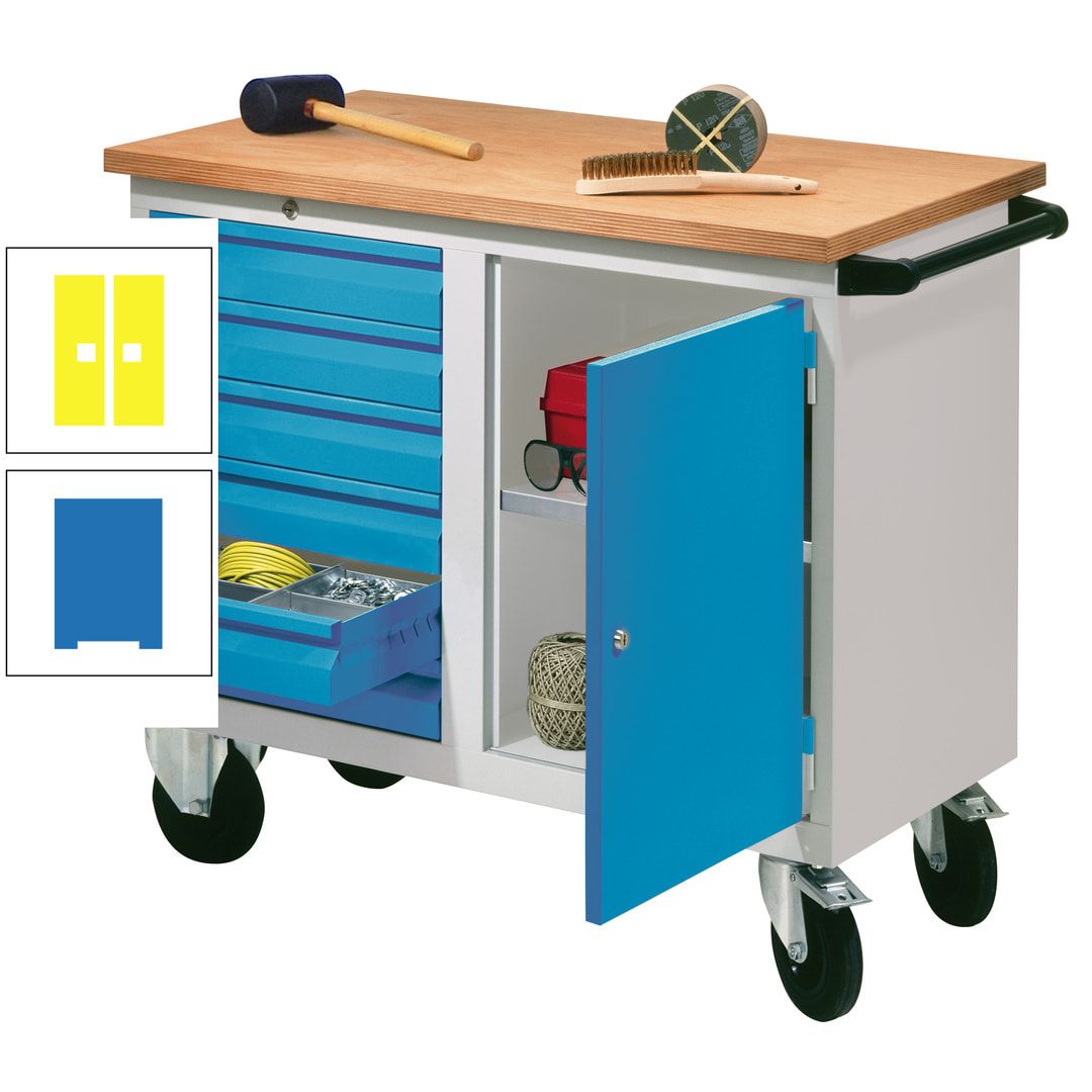 Mobile Werkbank - Werkstattwagen - 915 x 1.090 x 600 mm - 6 Schubladen und Schrankfach - anthrazitgrau