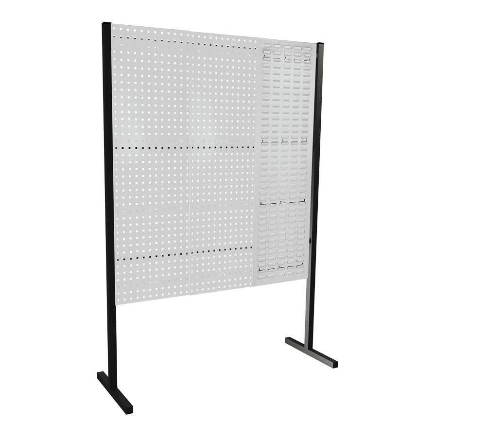 Modulare Trennwand, Werkzeugwand, Einzelfeld, 1 Loch- u. 1 Schlitzplatten, Plattenhöhe 1.500 mm, 2.000 x 1.000 mm (HxB), Anthrazit