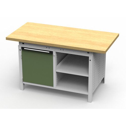 OTTOKIND Werkbank - bündige Arbeitsplatte - 850 x 1.150 x 750 mm (HxBxT) - Schrank - 2 Ablageböden - lichtgrau