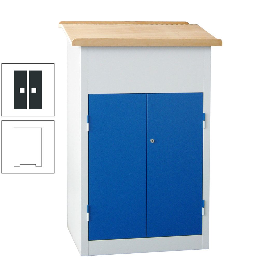 Stehpult mit Schrank - Vollblechtür - Zylinderschloss - 2 Böden - 1.200 x 700 x 600 mm (HxBxT) - anthrazitgrau