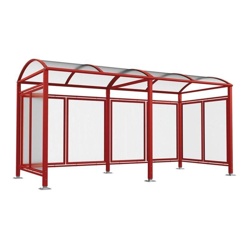 Fahrradunterstand, Fahrradüberdachung, All-in-One+Zusatz, 2.635 x 5.000 x 2.090 mm (HxBxT), auf Bodenplatten, mit Regenrinne, Farbe enzianblau