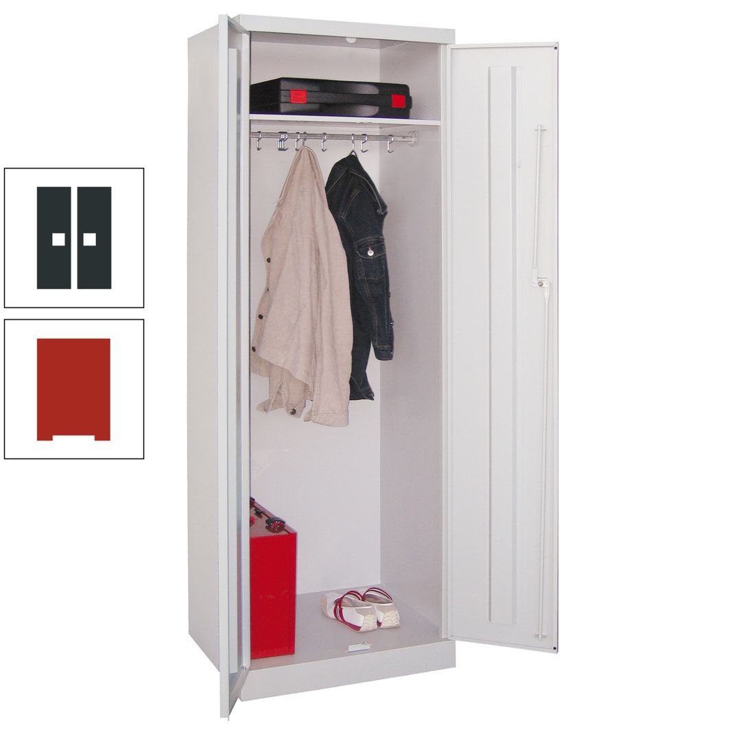 Garderobenschrank - 1 Fachboden - Kleiderstange - 1.800x600x500 mm (HxBxT) - Zylinderschloss - anthrazitgrau