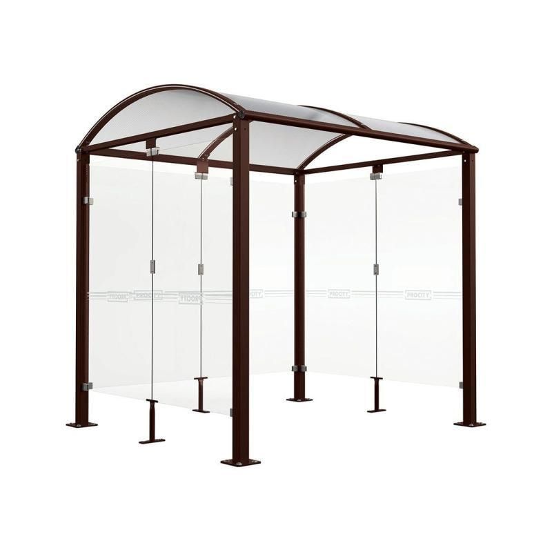 Fahrradunterstand, Fahrradüberdachung, All-in-One + Zusatz, Sicherheitsglas, 2.635 x 5.000 x 2.090 mm (HxBxT), auf Bodenplatten, Farbe enzianblau