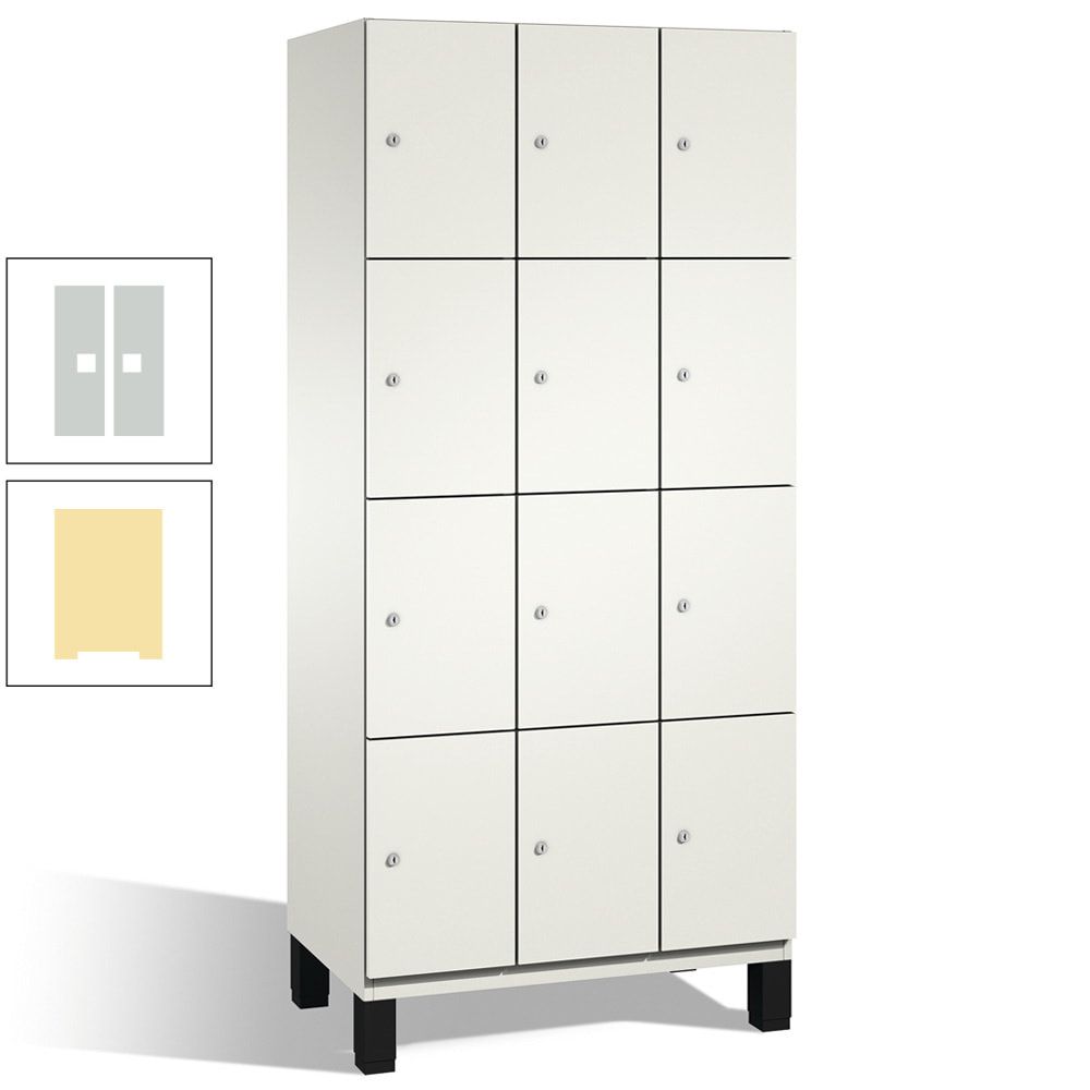 Fächerschrank, Stahlschrank, 12 Fächer, Türöffnungsbegrenzer, mit Füßen, Korpus lichtgrau, Tür anthrazitgrau, 1.980 x 900 x 525 mm (HxBxT)
