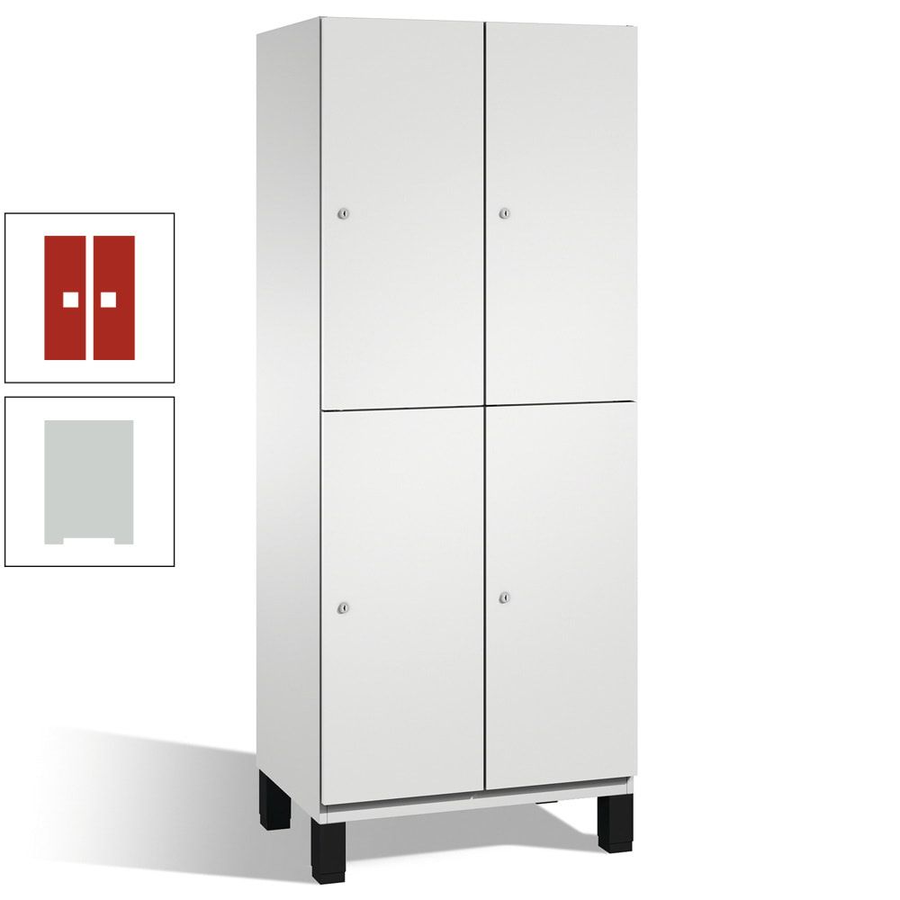 Fächerschrank, Stahlschrank, doppelstöckig, 4 Fächer, Füße, Korpus anthrazitgrau, Tür anthrazitgrau, 1.980 x 600 x 525 mm (HxBxT)