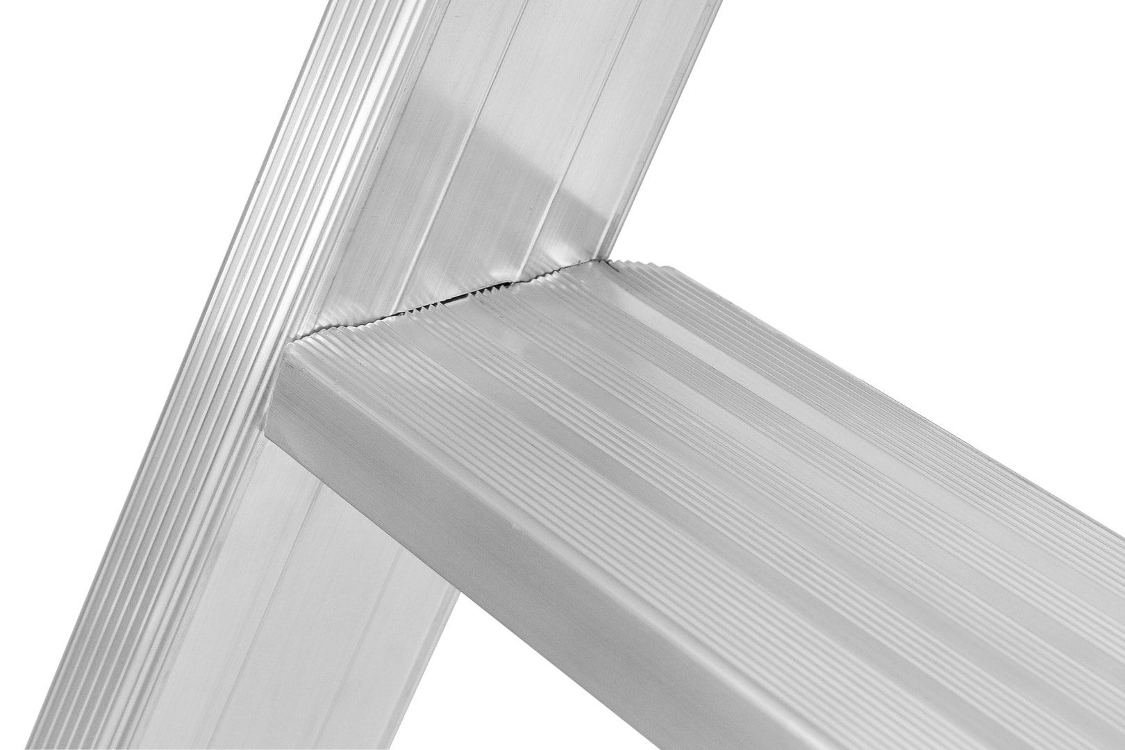 Plattformleiter mit langem Handlauf, Aluminium, Stehleiter, ohne Rollen, Rutschhemmung R11, Leiterlänge 2.100 mm, 4 Stufen, Traglast 150 kg, Hymer