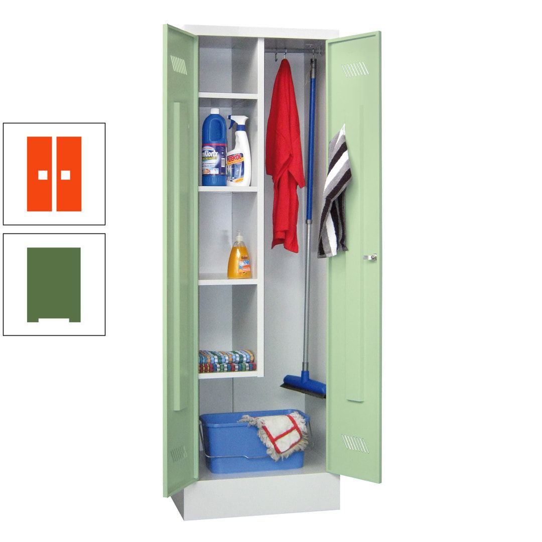 Putzschrank mit Sockel - 1 Abteil mit Trennwand - 1.850x600x500 mm (HxBxT) - Drehriegel - anthrazitgrau