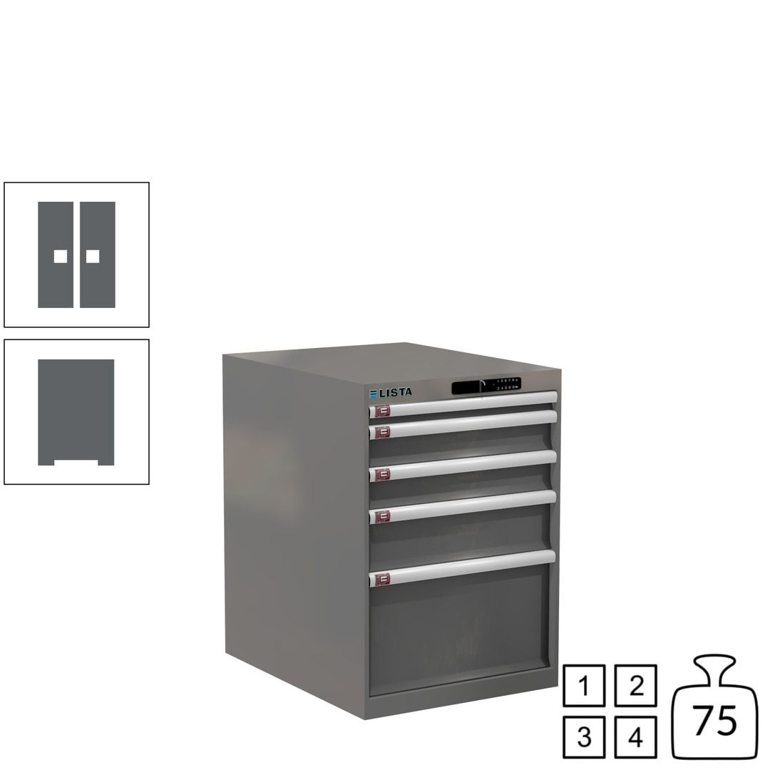 Lista Schubladenschrank - 14.368.010 - 800x564x725 mm (HxBxT) - 5 Schubladen - 75 kg - Key Lock - lichtblau (RAL 5012)