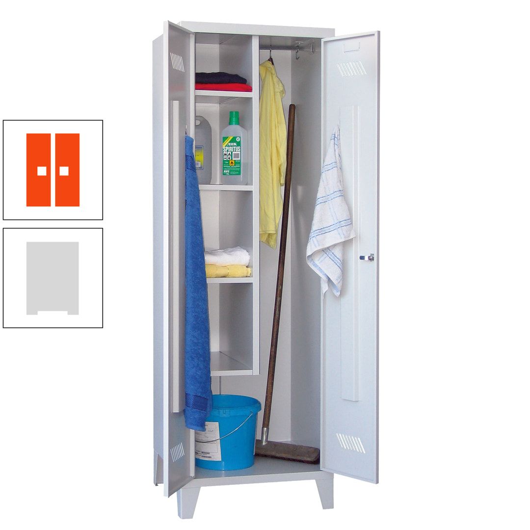 Putzschrank mit Füßen - 1 Abteil mit Trennwand - 1.850x600x500 mm (HxBxT) - Drehriegel - anthrazitgrau