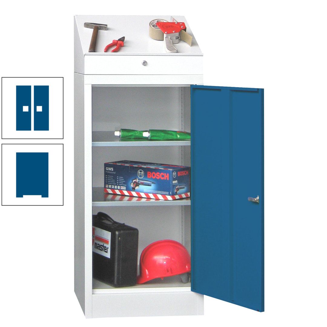 Stehpult mit Schrank - Vollblechtür - Zylinderschloss - 1.270x500x500 mm (HxBxT) - anthrazitgrau