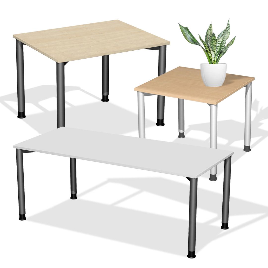 Schreibtisch - 4-Fuß Flex - Bürotisch - Höhe 680-800 mm - 1.200 x 600 mm (BxT) - Gestell anthrazit - Ahorn