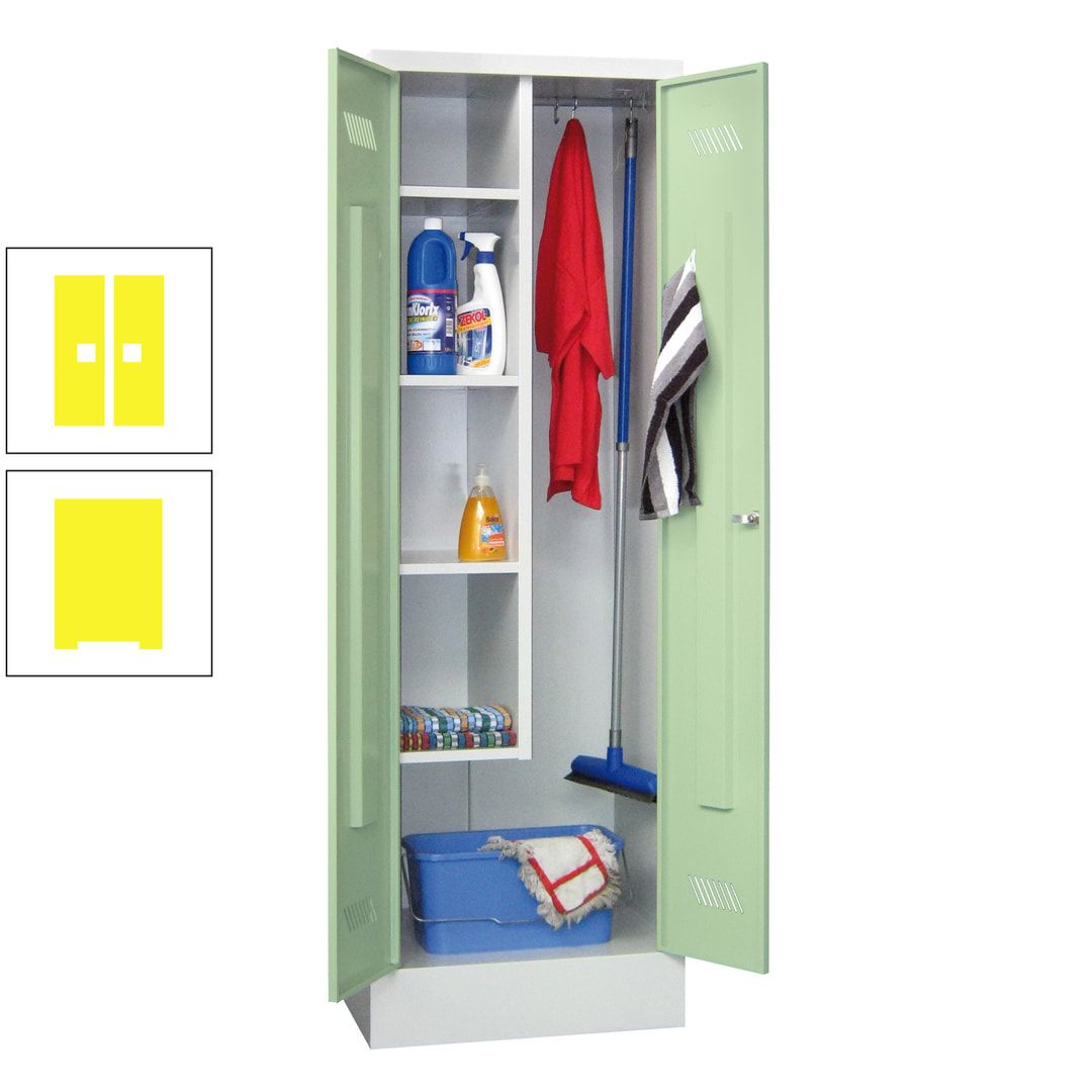 Putzschrank mit Sockel - 1 Abteil mit Trennwand - 1.850x600x500 mm (HxBxT) - Drehriegel - anthrazitgrau