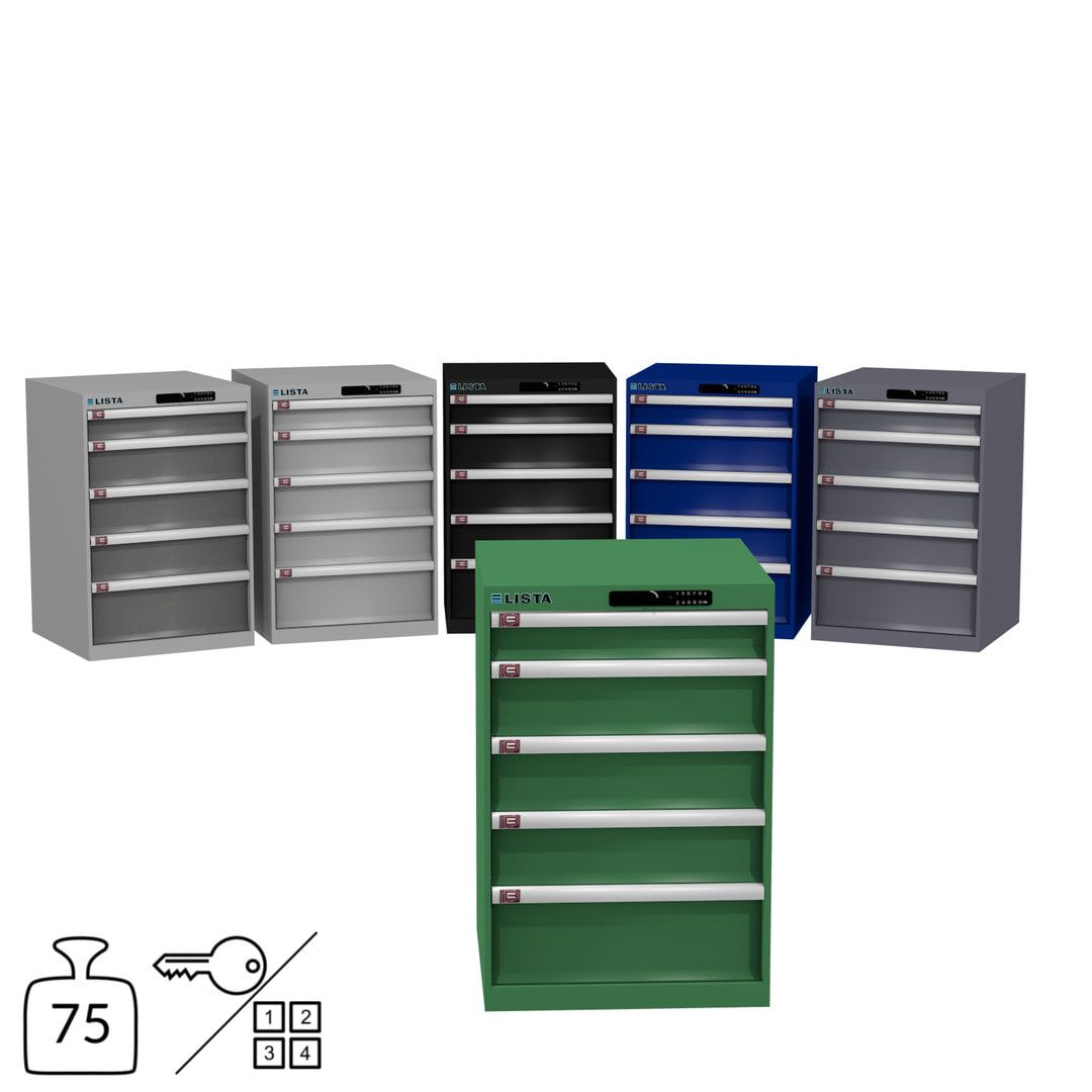 Lista Schubladenschrank - 14.256.010 - 850x564x572 mm (HxBxT) - 5 Schubladen - 75 kg - Key Lock - lichtblau (RAL 5012)