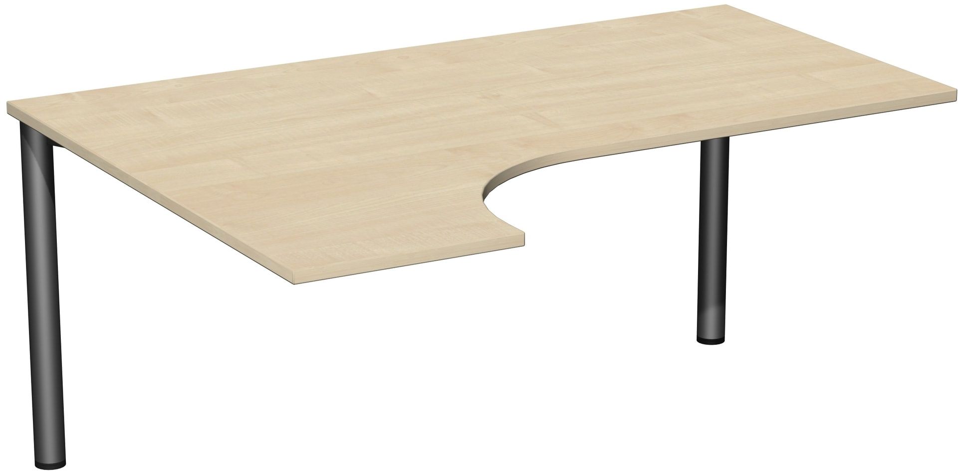 Eckschreibtisch - Ecke links - 4-Fuß Flex - 720 x 1.600 x 1.200 mm (HxBxT) - Gestell anthrazit - Ahorn