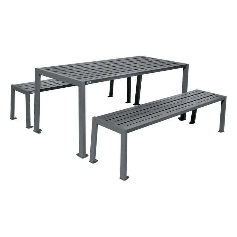 Sitzgarnitur aus Stahl - verzinkt und beschichtet - 750 x 1.800 x 798 mm (HxBxT) - Farbe enzianblau