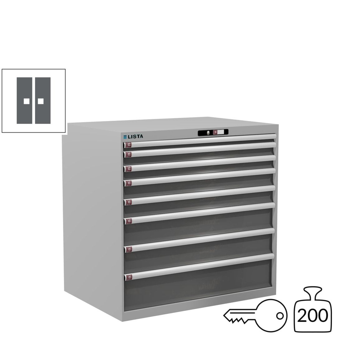Lista Schubladenschrank - 12.541.010 - 1.000x1.023x725 mm (HxBxT) - 8 Schubladen - 200 kg - Key Lock - lichtblau (RAL 5012)