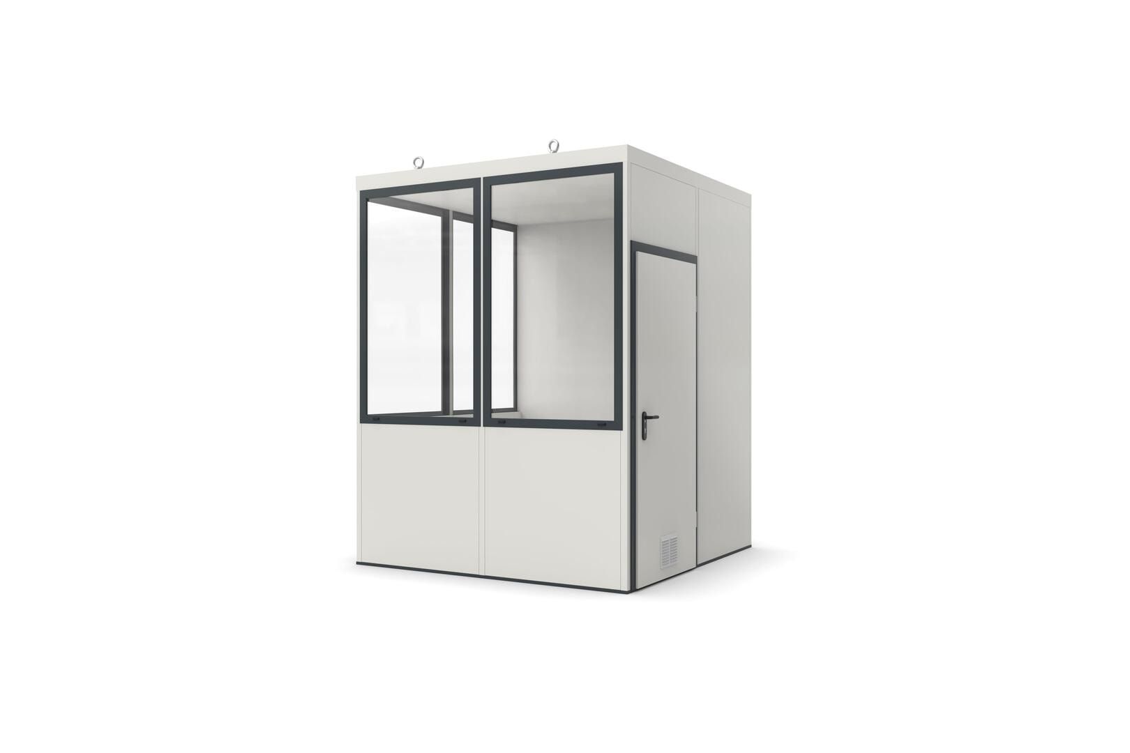 Bürocontainer, Aufsichtsstand, Meisterbüro, Lagerhallenbüro, mobil, für Innen, 2.620 x 2.045 x 2.045 mm (HxBxT), 4,18 qm, ohne Fußboden