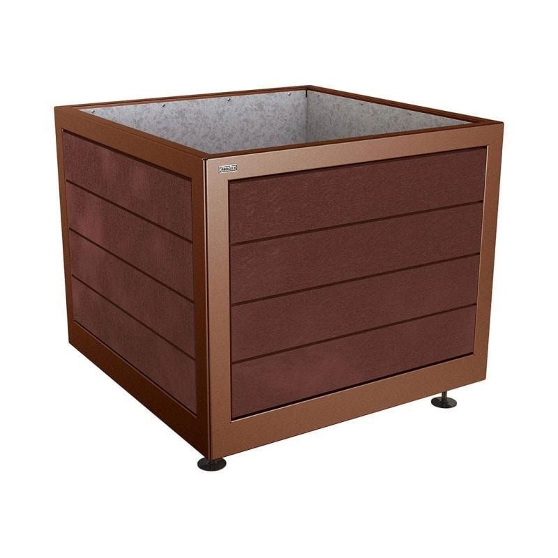 Pflanzbehälter, Stahl, recyclebarer Kunststoff, verstellbare Füße, Innen Blech fvz mit Verladungsgriffen, 800 x 1.000 x 1.000 mm (HxBxT), enzianblau
