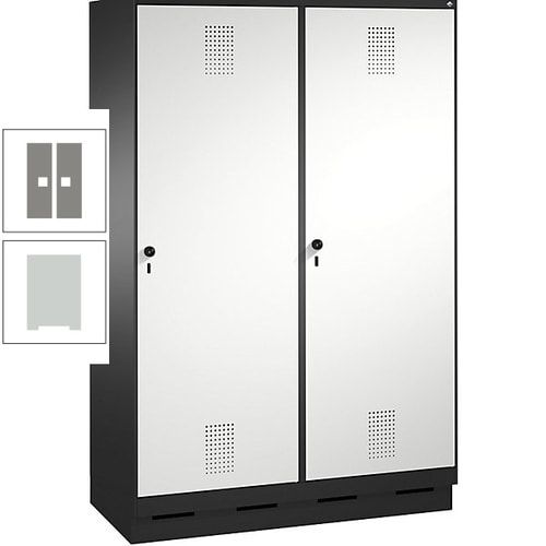 Doppel-Spind, Garderobenschrank, 2 Türen für 4 Abteile a 300 mm, Korpus anthrazitgrau, Türen anthrazitgrau, 1.800 x 1.200 x 500 mm (HxBxT)