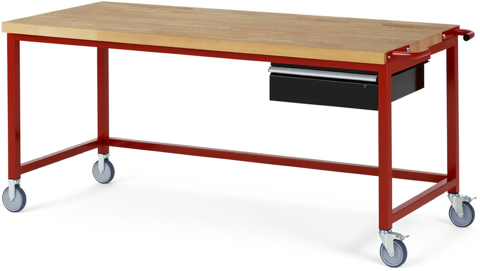 Mobile Werkbank mit 1 Schublade - 150:1 - höhenverstellbar 880-1.080 mm - 2.000 x 900 mm (BxT) - 450 kg - Buche - Anthrazitgrau