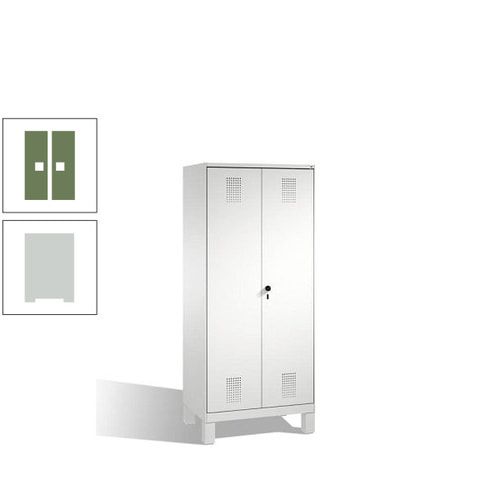 Doppel-Spind, Doppeltüren, Garderobenschrank mit Füßen, 2 Abteile a 400 mm, Korpus anthrazitgrau, Tür anthrazitgrau, 1.850 x 800 x 500 mm (HxBxT)
