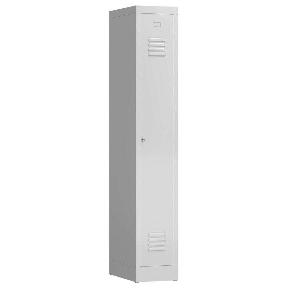 Garderobenschrank, Garderobenspind, 1 Abteil, 1.800 x 310 x 500 mm (HxBxT), Stahl, Drehriegelverschluss, Korpus: lichtgrau, Front: anthrazitgrau