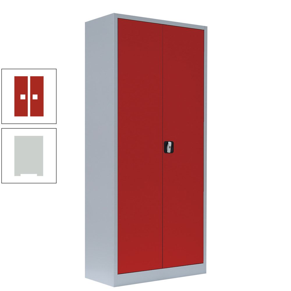 Aktenschrank, Büroschrank, abschließbar, Flügeltüren, 4 Fachböden, 1.800 x 800 x 383 mm (HxBxT), Stahl, Korpus und Türen in enzianblau