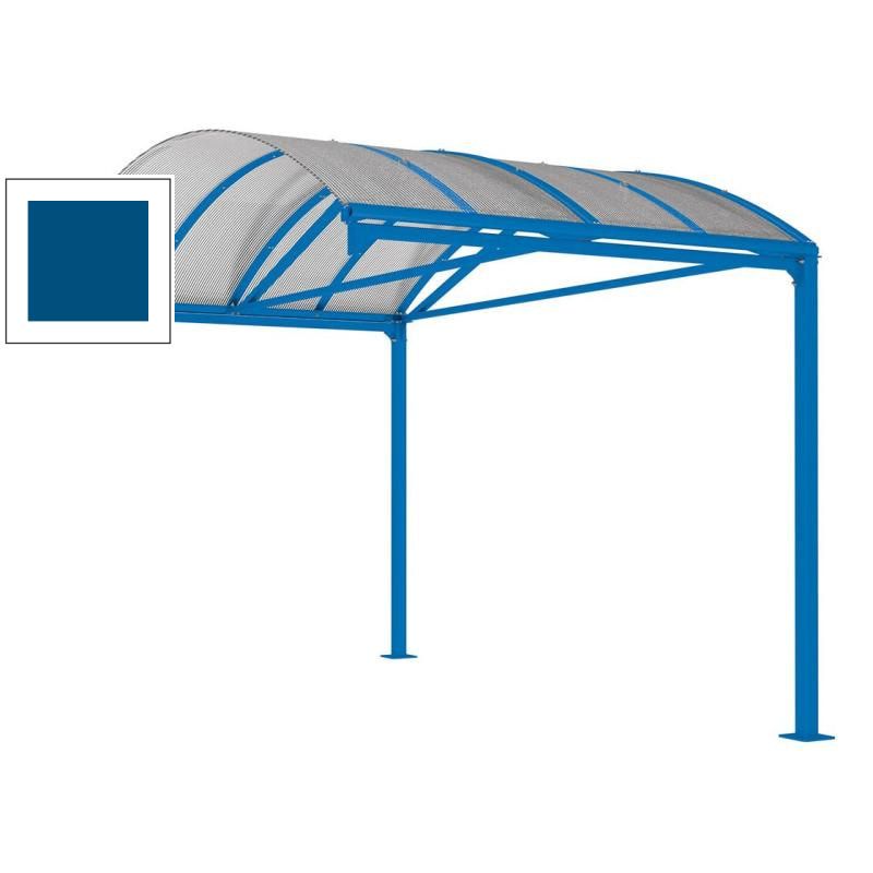 Erweiterung für Fahrradunterstand, Fahrradüberdachung, Unterstand, 5 Zweiräder, Regenrinne, 3.010 x 2.500 x 4.160 mm (HxBxT), Farbe enzianblau